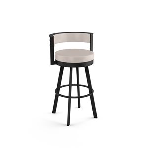 Tabouret comptoir pivotant Amisco Industries Browser 26 po en similicuir crème/métal noir