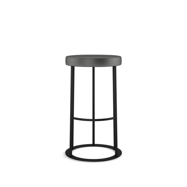 Amisco Industries Iris 30-in Bar Stool - Shiny Charcoal Grey PVC/Black Metal