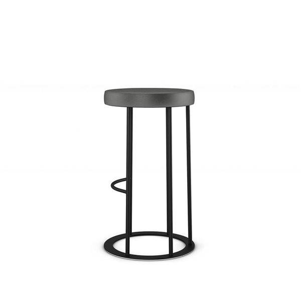 Amisco Industries Iris 30-in Bar Stool - Shiny Charcoal Grey PVC/Black Metal
