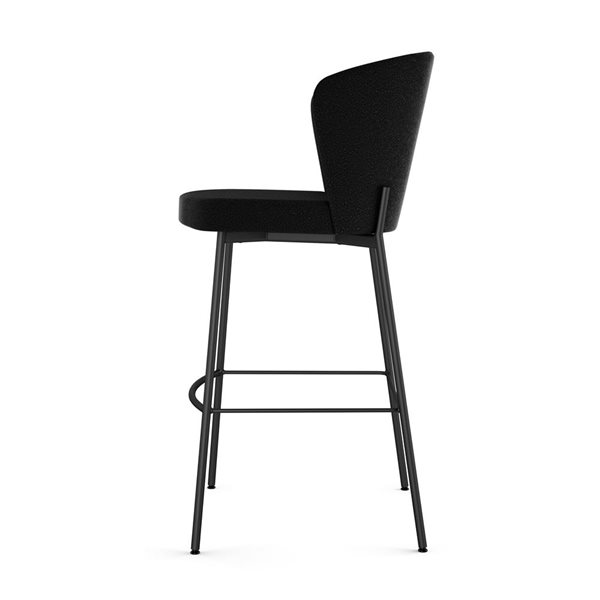 Amisco Industries Camilla 30-in Bar Stool - Charcoal Grey Bouclé Polyester/Black Metal