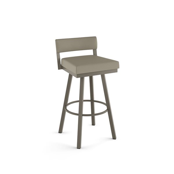 Tabouret comptoir pivotant Amisco Industries Travis 26 po en similicuir grège/métal gris