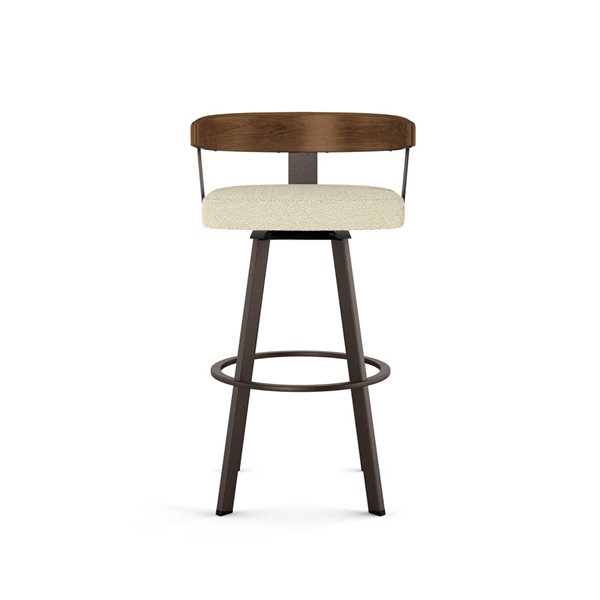 Amisco Industries Lars 26-in Swivel Counter Stool - Cream Polyester/Brown Metal/Light Brown