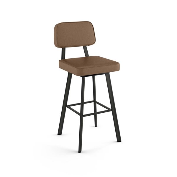 Tabouret comptoir pivotant Amisco Industries Clarkson 26 po similicuir brun/métal brun foncé