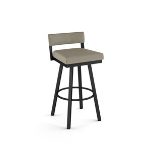 Amisco Industries Travis 26-in Swivel Counter Stool - Greige Faux Leather/Black Metal