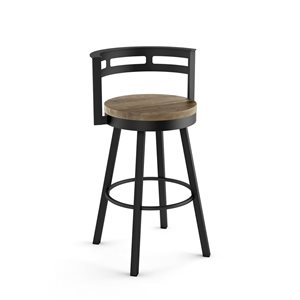 Amisco Industries Vector 30-in Swivel Bar Stool - Beige Distressed Wood/Black Metal