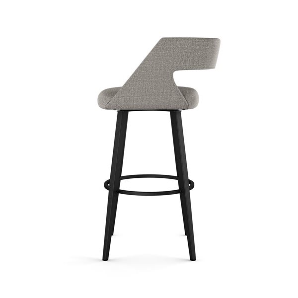 Amisco Industries Marvin 30-in Swivel Bar Stool - Silver Grey Polyester/Black Metal