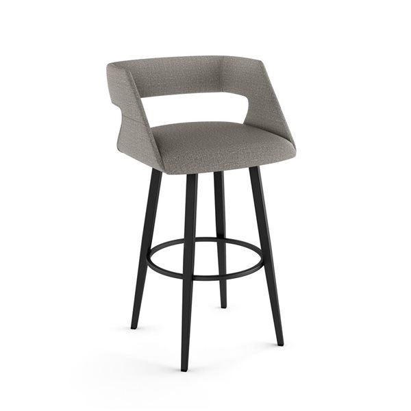 Amisco Industries Marvin 30-in Swivel Bar Stool - Silver Grey Polyester/Black Metal