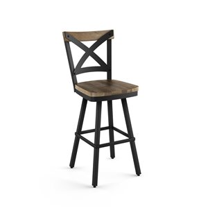 Amisco Industries Jasper 26-in Swivel Counter Stool - Beige Distressed Wood/Black Metal