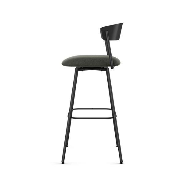 Amisco Industries Ludwig 30-in Swivel Bar Stool - Charcoal Grey Polyester/Black Metal