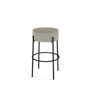 Amisco Industries Clovis 26-in Counter Stool - Beige and Grey Bouclé Polyester/Black Metal