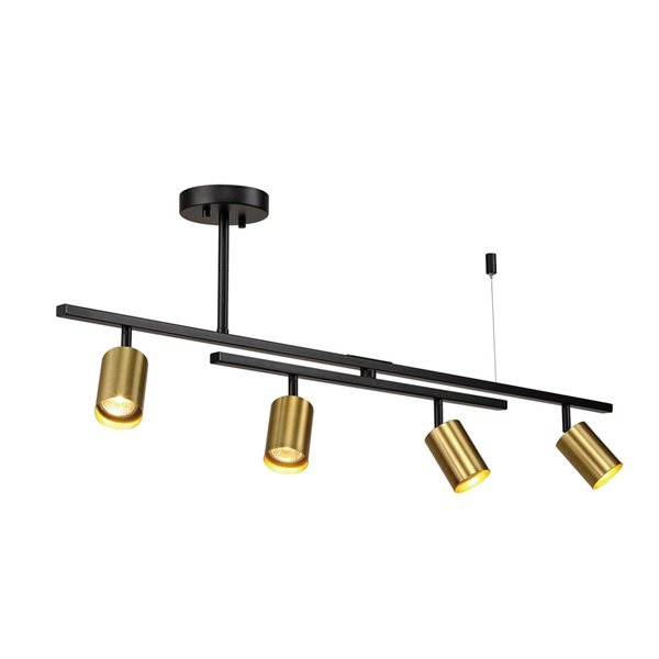 Globe Electric West 42-in 4-light Matte Brass and Black Track Lighting and Centre Swivel Bar