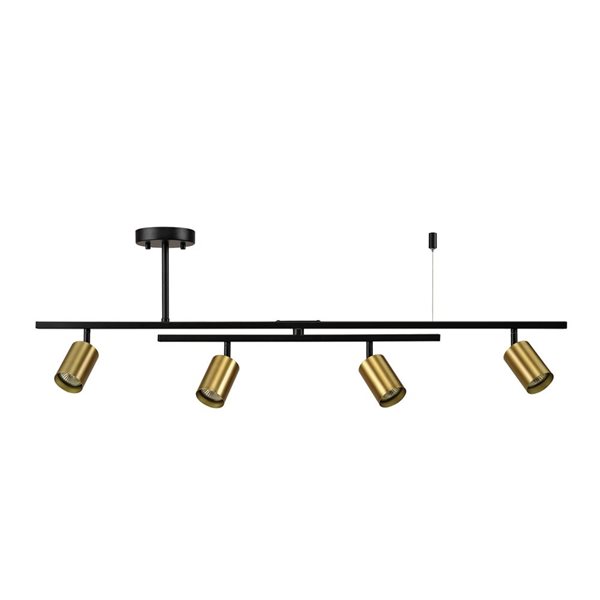 Globe Electric West 42-in 4-light Matte Brass and Black Track Lighting and Centre Swivel Bar