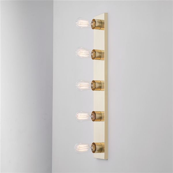 Globe Electric Alden 28-in 5-light Matte Brass Modern Vanity Light