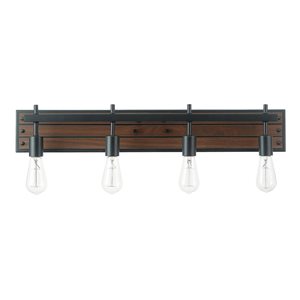 Globe Electric Mackay 30-in 4-light Faux Wood and Black Modern Vanity Light