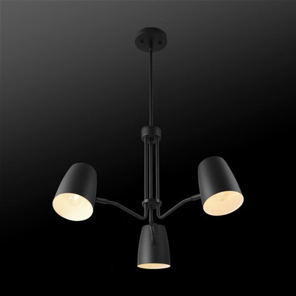 Novogratz x Globe Logan 27-in W 3-Light Matte Black Chandelier