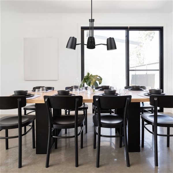 Novogratz x Globe Logan 27-in W 3-Light Matte Black Chandelier