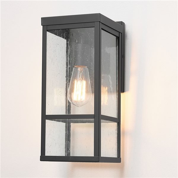 Globe Electric Smith 14-in 1-Light Matte Black Vintage Wall Sconce with Clear Glass Shade