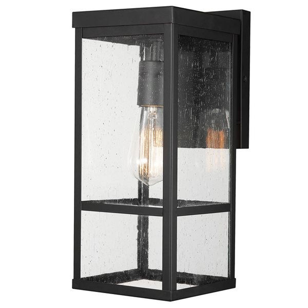 Globe Electric Smith 14-in 1-Light Matte Black Vintage Wall Sconce with Clear Glass Shade