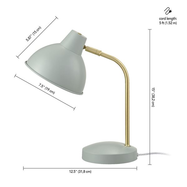 Lampe de bureau Globe Electric, style architecte, 28 po, métal