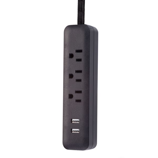 Barre d'alimentation Designer Series de 6 pi à 3 prises avec 2 ports USB par Globe Electric