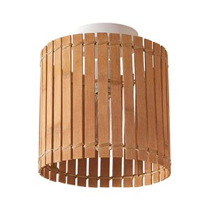 Globe Electric Bali 9-in 1-Light Matte White Flush Mount Light with Natural Bamboo Shade