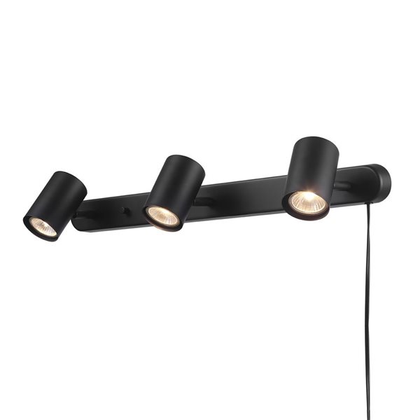 Globe Electric Dale 22.25-in 3-Light Matte Black Plug-In Track Lighting