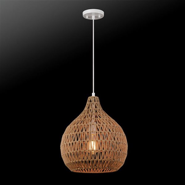 Globe Electric 1-Light Pendant Lighting, Natural Twine Shade