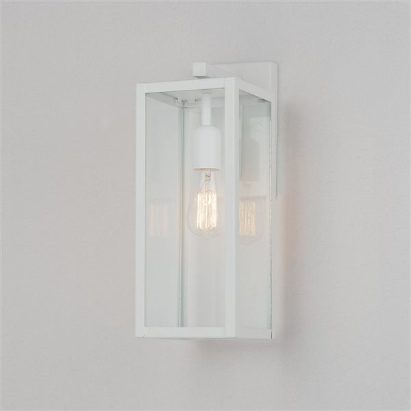Globe Electric Bowery 16-in 1-Light Matte White Farmhouse Wall Sconce with Clear  Glass Shade 44836 RONA