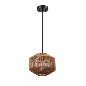 Globe Electric Lotus 1-Light Modern Pendant Light with Natural Twine Shade (10.25-in W)