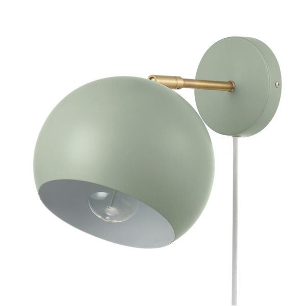 Applique murale moderne Willow enfichable ou fixe à 1 lumière par Globe Electric, vert sauge