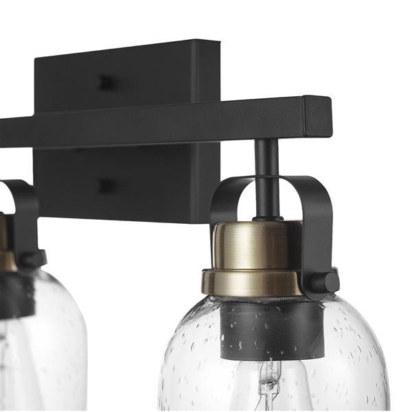 Globe Electric Rockhampton 24-in 3-light Matte Black Industrial Vanity Light