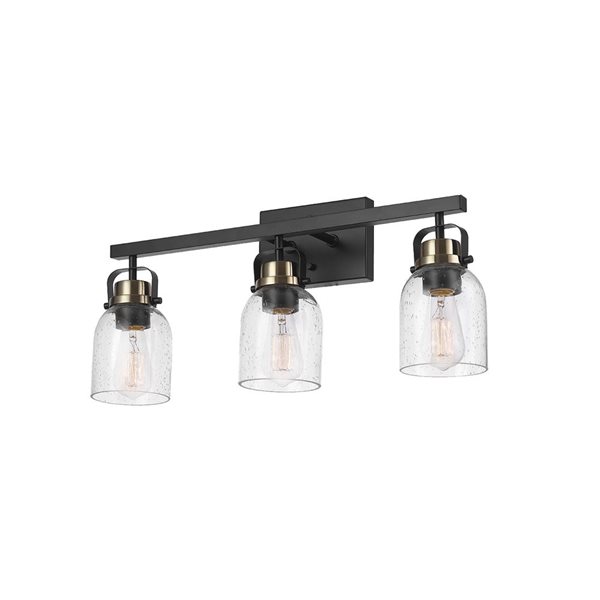 Globe Electric Rockhampton 24-in 3-light Matte Black Industrial Vanity Light