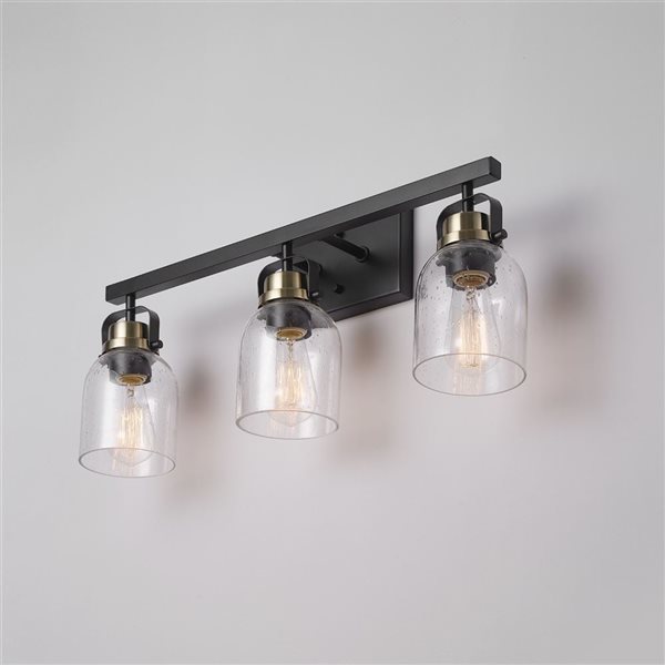 Globe Electric Rockhampton 24-in 3-light Matte Black Industrial Vanity Light