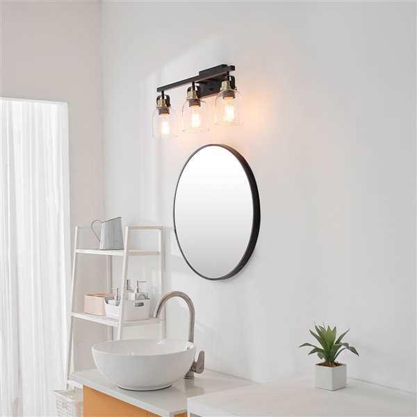 Globe Electric Rockhampton 24-in 3-light Matte Black Industrial Vanity Light