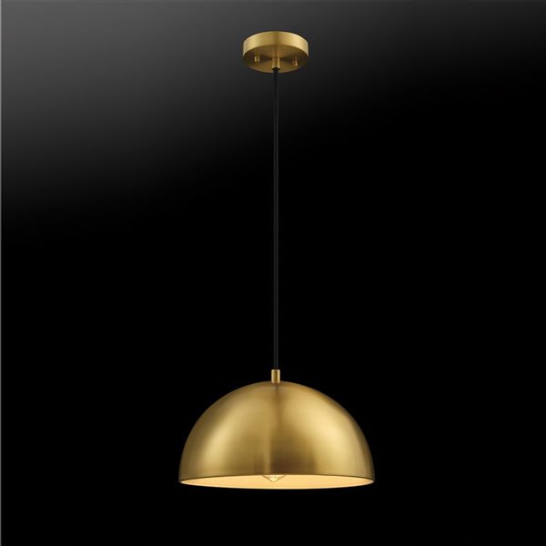 Globe Electric Hazel 1-Light Matte Brass Modern Pendant Light (13-in W)