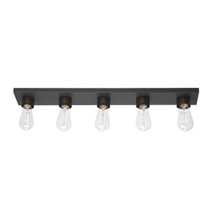 Luminaire moderne Alden pour meuble-lavabo de 28 po à 5 lumières par Globe Electric, noir mat