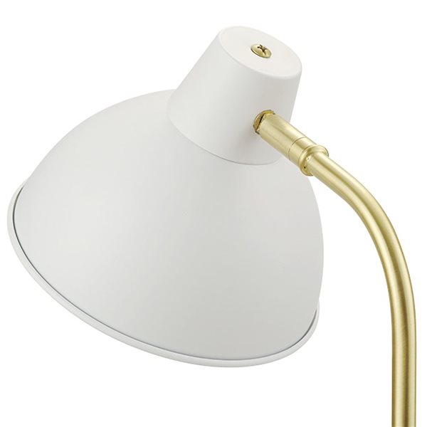 Lampe de bureau Willow de 15 po avec abat-jour en métal par Globe Electric, blanc mat