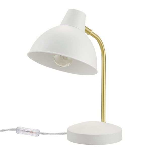 Lampe de bureau Willow de 15 po avec abat-jour en métal par Globe Electric, blanc mat