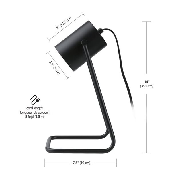 Globe Electric Sahara 14-in Matte Black Desk Lamp With Metal Shade