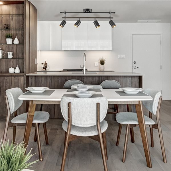 Globe Electric Nashville 31-in 4-light Faux Wood and Matte Black Track Lighting