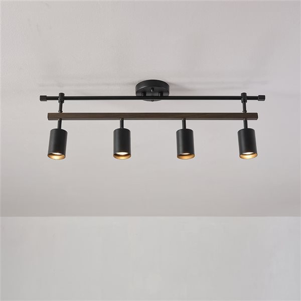 Globe Electric Nashville 31-in 4-light Faux Wood and Matte Black Track Lighting