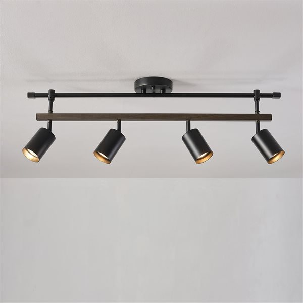 Globe Electric Nashville 31-in 4-light Faux Wood and Matte Black Track Lighting