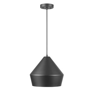 Luminaire suspendu moderne Amara noir de 12 po à 1 lumière par Globe Electric