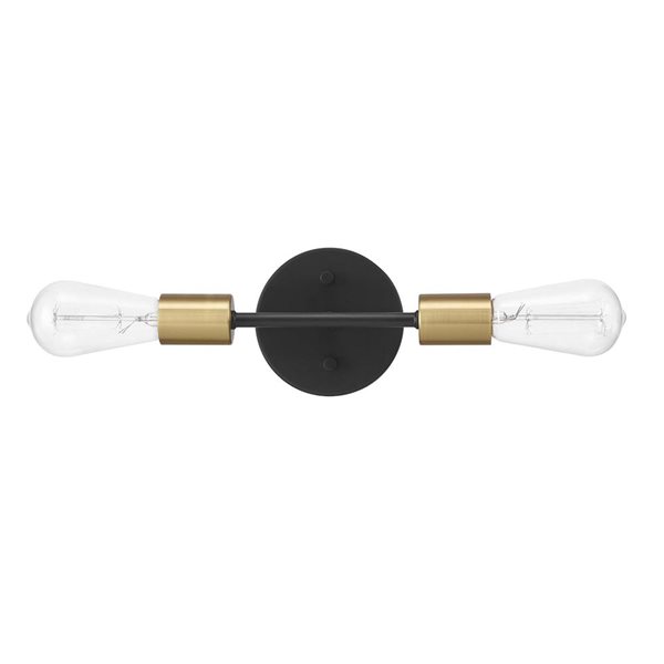 Globe Electric Alexandria 10-in 2-light Matte Black and Brass Modern Vanity Light