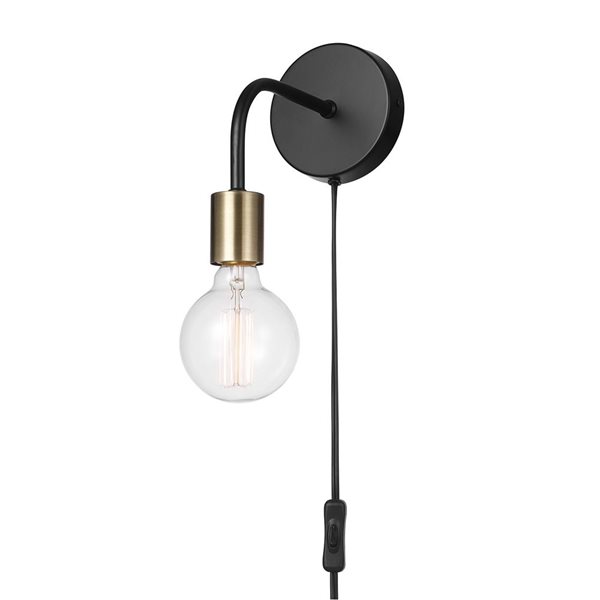 Globe Electric Holden 1-Light Matte Black Plug-In or Hardwire Wall Sconce