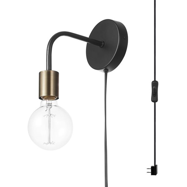 Globe Electric Holden 1-Light Matte Black Plug-In or Hardwire Wall Sconce