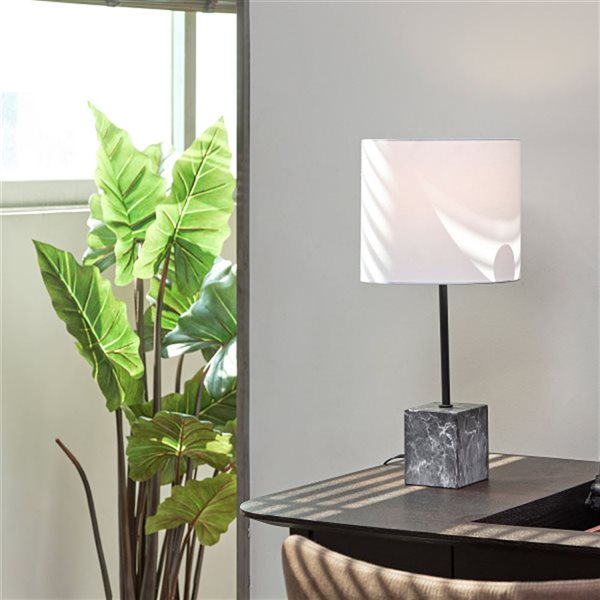 Globe Electric Siena 22-in Black Table Lamp With Fabric Shade