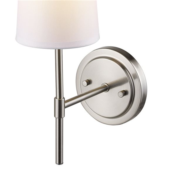 Globe Electric Clarissa 1-Light Brushed Nickel Modern Wall Sconce with Fabric Shade