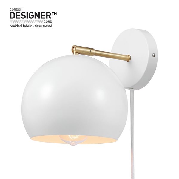 White globe deals wall sconce