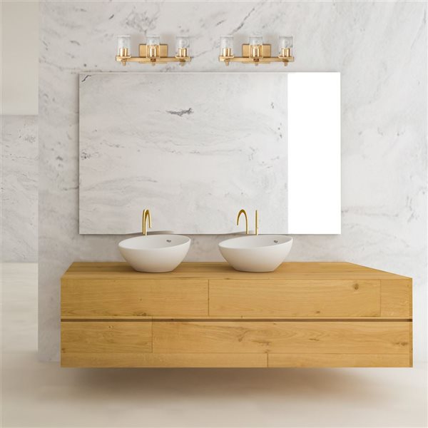 Globe Electric Dakota 20-in 3-light Matte Brass Industrial Vanity Light